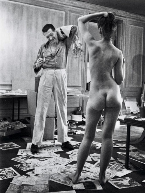beatnikdaddio - peter arno in his studio with model. 1949.photos...