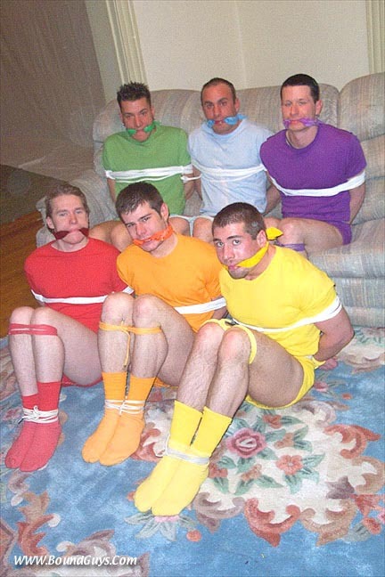 boundgayby:  The six newly-inducted members of the frat were told to dress up in the colors of the rainbow, down to socks and jockstraps — and no pants. They didn’t mind at first, figuring it was just part of initiation shenanigans as the newest brothers.