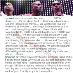 tarynel:  donkeydickjess:  kingjaffejoffer:  R &amp; Beef  Supposedly Ginuwine got a drinking problem and Tyrese fed up with it  Yikes.   Wild