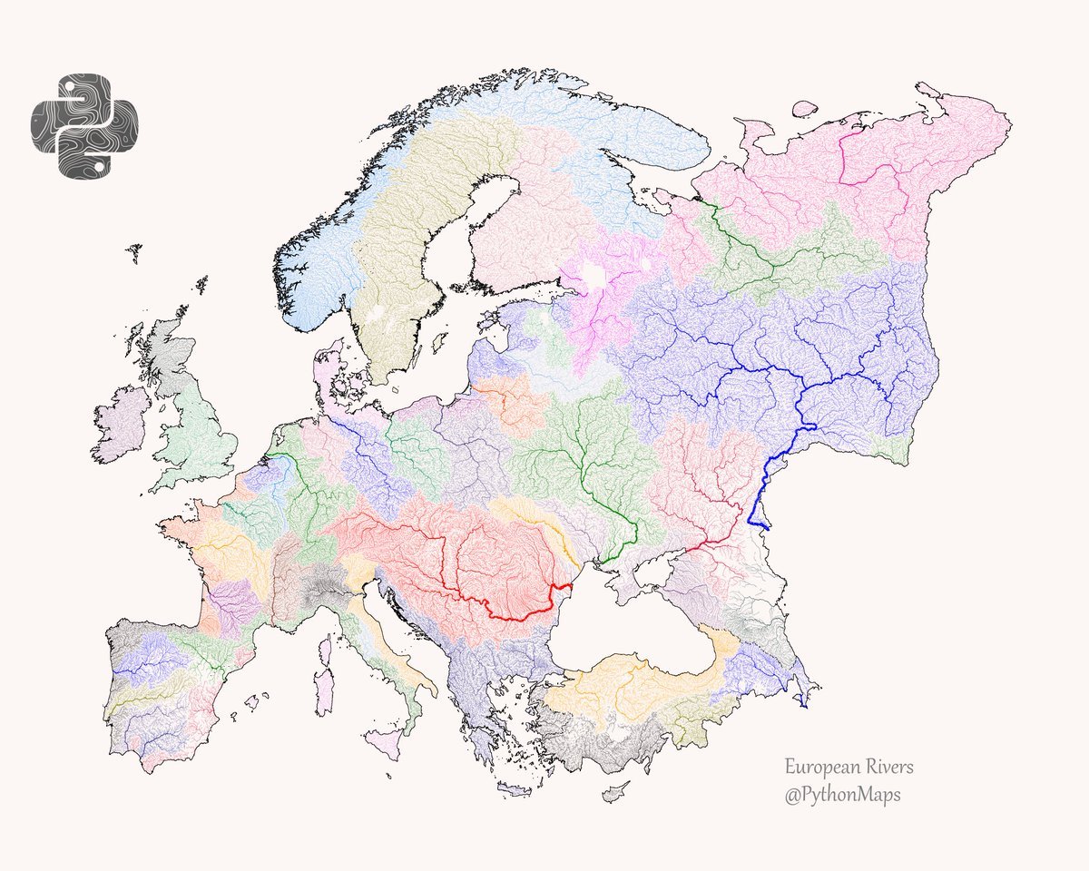 Rivers And Waterways In Europe Coloured According Maps On The Web Cabc015350eb924b03fb87ccbebed7cd8d8202cd