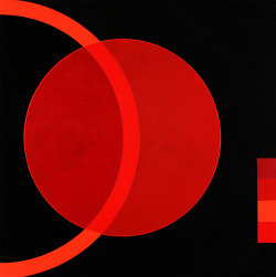 socialclaustrophobia:Joël Stein (French, 1926 –2012), Rouge laser, 1993. Acrylic on canvas, 100 × 100 cm. via