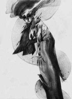 Drfmmsd:  Artist:lilian Coquillaud“Outside”Original Drawing On Papergraphite