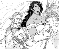 Theartistknownasbb:  Patron Request For Male Elf Marrying A Female Orc.a Strong Orc