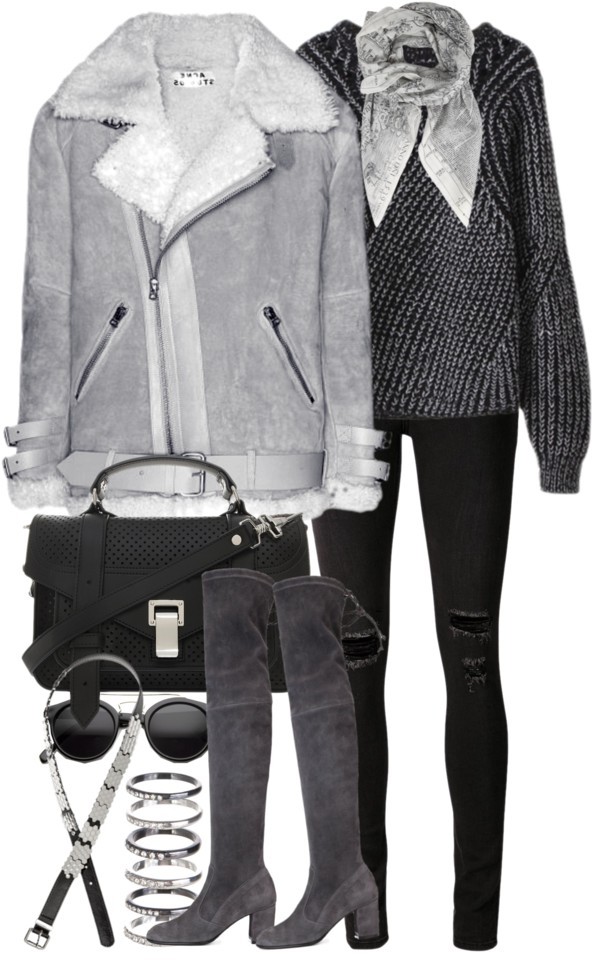 Untitled #8322 by nikka-phillips featuring distressed jeans
Pullover sweater, 47 AUD / Rag & bone/JEAN distressed jeans, 430 AUD / Jean-Michel Cazabat grey boots, 955 AUD / Proenza Schouler leather purse, 2 145 AUD / M N G silver jewelry / Acne...