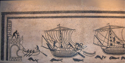 Ancient harbour of Rimini* Mosaic of the boats* Museo della citta di RiminiSource: By JoJan (own pho