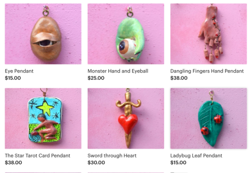 just part of my huge shop update with more to come in the next few days &lt;3 Hand sculpted pendants