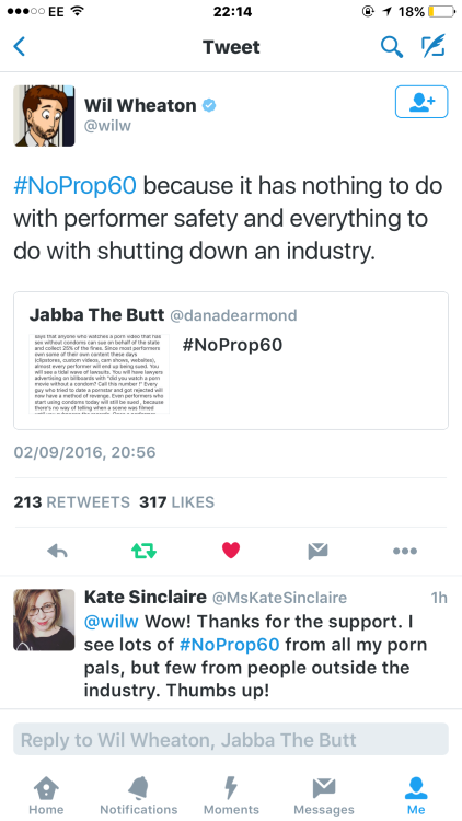 Wil Wheaton supports #NoProp60 “because it has nothing to do with performer safety and everything to