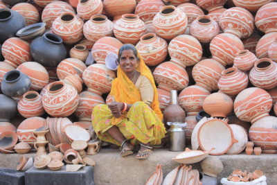 Clay Vase Woman Udaipur, Rajasthan, India