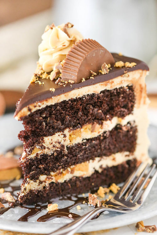 Porn Pics foodffs:  PEANUT BUTTER CHOCOLATE LAYER CAKE