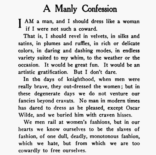 orphiel:yesterdaysprint:Life magazine, February 1916today’s “fuck the social construction of gender”