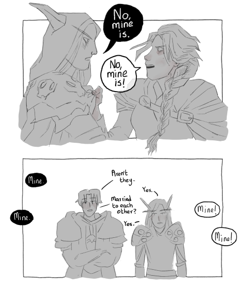 a little sylvaina comic, because i’ve become absolutely obsessed with these two lately[ID: Sylvanas: