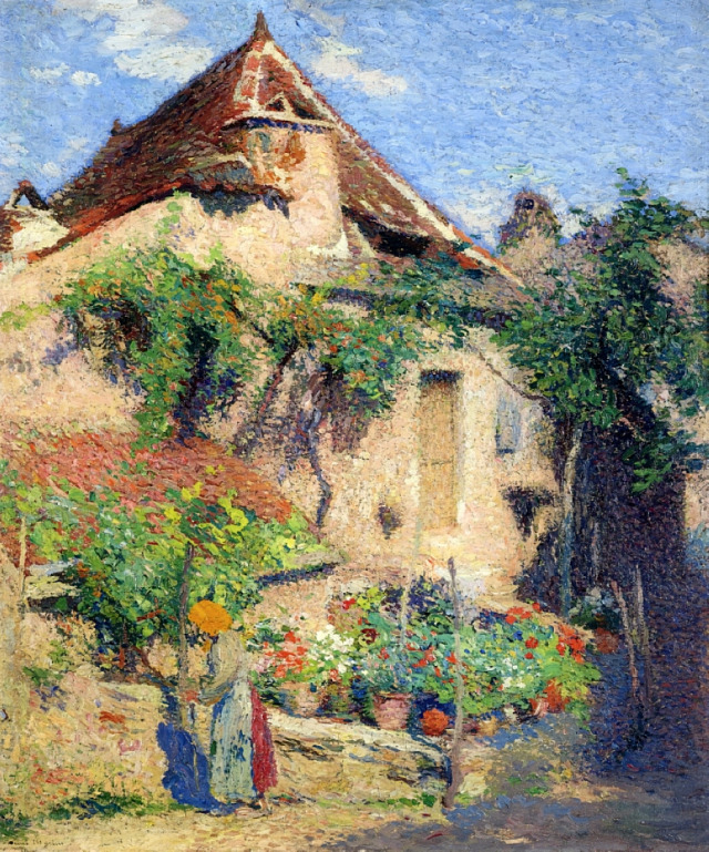 House and Garden at Saint-Cirq-Lapopie, 1920, Henri MartinMedium: oil,canvas #henrimartin#impressionism#martin