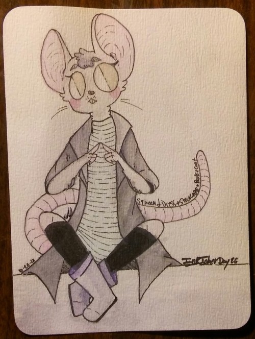 Inktober day 26. Squeak and dress+coat+stockings+boots. Here’s a little cutie mouse.