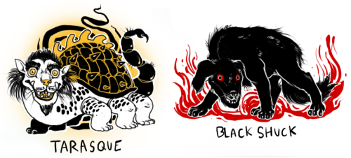 iguanamouth:changed my mind about doing inktober !!  whoops !!! day 1-10 of a bunch of cryptids and 