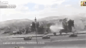 celer-et-audax:  Civilian vehicles speed past SAA Armour as they engage FSA  