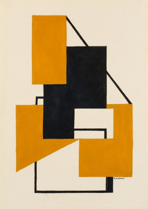 ilovetocollectart:  Lajos Kassák - Komposition, 1960, gouache and India ink over preliminary pencil drawing on buff wove paper, 42 x 29.5 cm. 