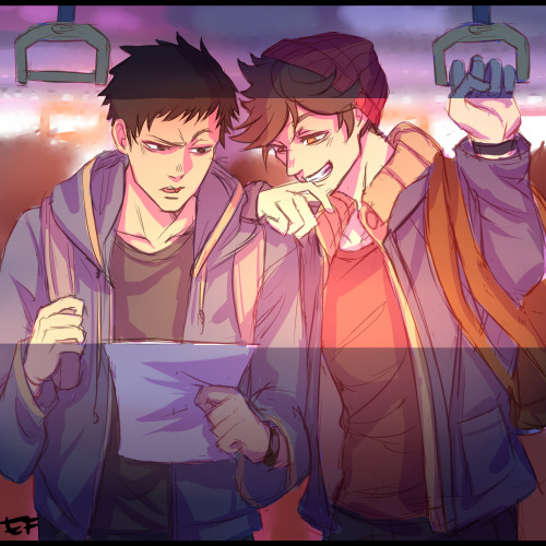 eienflower:They went their separate ways in college and met back one day on a train back home. Iwaiz