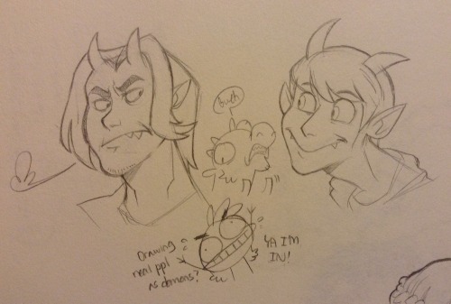 dinosaurcowboy:  A while ago I drew some of the Grumps as lil’ devils when they were playing Goat Si