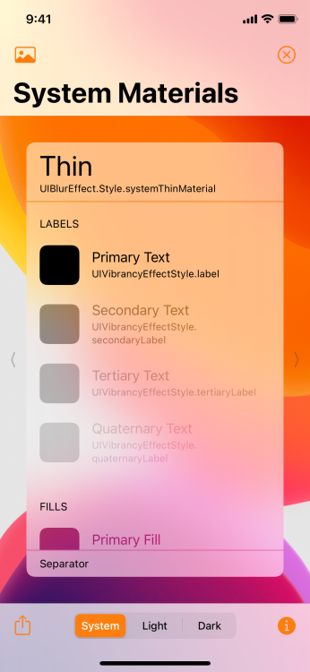 System Materials Light