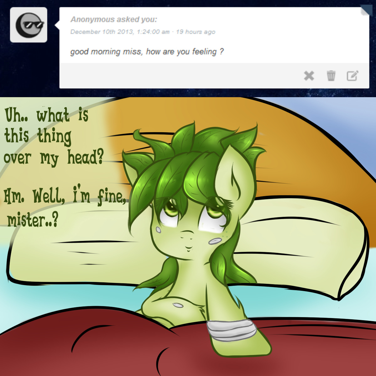 askshinytheslime:  Fl: I wonder… when that brown  pony with orange hair will come…