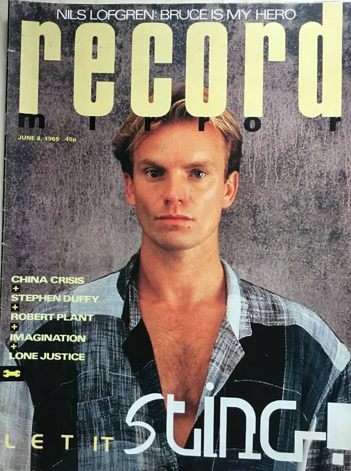 <p>Sting on the front cover of Record Mirror June 8 1985</p>