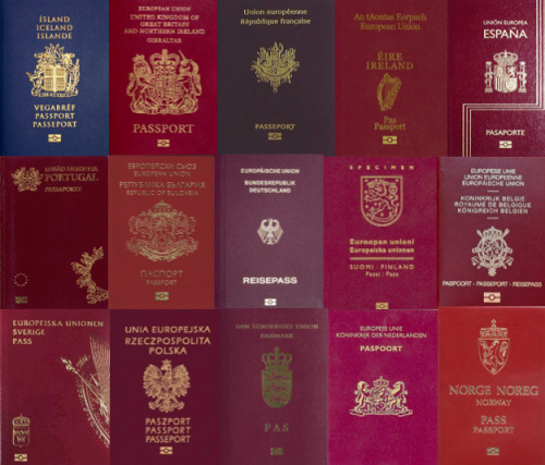 the-glassheart:                                   Every European PassportTop Row: Iceland, United Ki