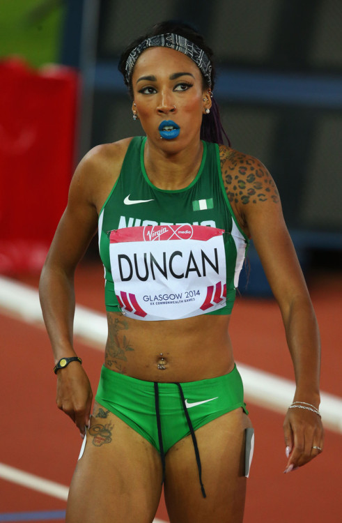 famousbutyoudontknowmeyet:ganjflavoredcleats:hersheywrites:olympic88:Dominique Duncan of NigeriaGlasgow 2014 Commonwealth GamesBlue Lipstick on the track? Yaaaaaaaasssss *is given life* fuckdamn