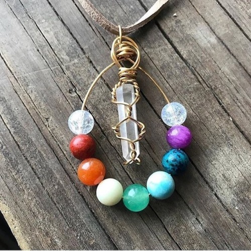 Only one left! Chakra crystal and lemurian quartz necklace on vegan suede cord . . . #Hippiestyle #n