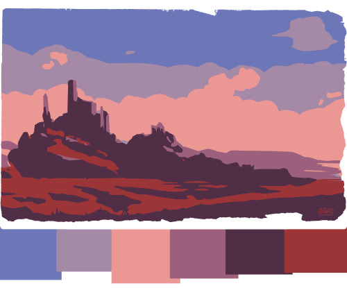 I really want to get better at scenery this year – [Image Description: A stylized landscape in
