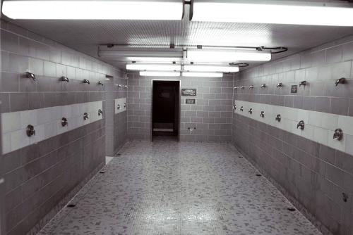 Men’s shower room in the Active Living Center at the University of Manitoba, Canada.The center