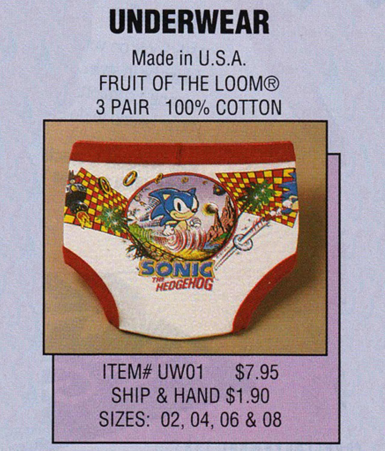 Sonic The Hedgeblog — Sonic underwear - from Sega Visions #15