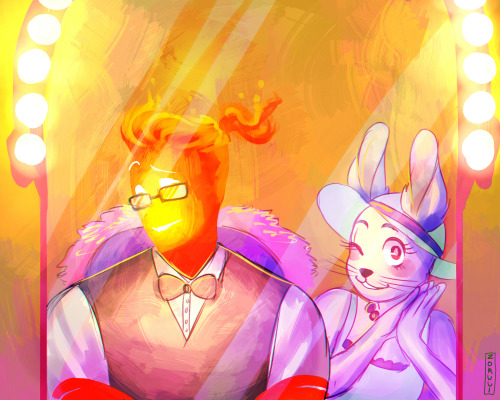 ask-grillby:  He’s tried out a few different hairstyles before. Flaming, elemental hair is surprisingly versatile with the right materials!