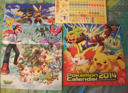 My Pokemon 2014 calendar came in! It&rsquo;s so cute and it comes with a sticker sheet and a poster! It&rsquo;s a 13-month calendar so I can start using it next month c: 