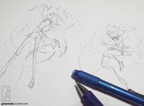 Sailor Mars and Sailor Mercury illustration concepts. Gosh, I haven’t drawn these ladies in a long time!
If you haven’t seen the new Sailor Moon Crystal series, I recommend you check it out! The animation/quality is a bit less than what I anticipated...