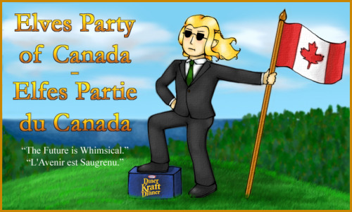 cinnacorn:On the eve of our fine nation’s birthday, Elves Party of Canada is now live!
This is another blog project that my friends and I have begun. It’s a review/writeup blog of our misadventures. Join me and my friends over at elvespartyofcanada.tumblr.com as we eat, watch, read, listen to, and experience dumb shit! We’ve been working on this for a while now and I’m really happy we’re finally launching. :3
(Also look at that totally beautiful elf I drew for the banner you guys!) #we may not use elves party anymore but I still love this governmental legolas #original art