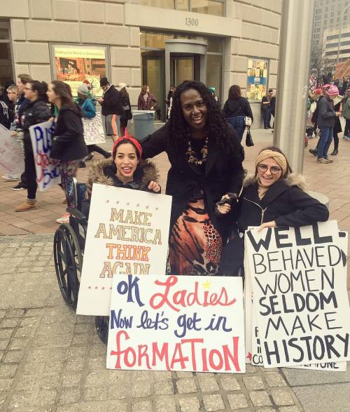 #WomensMarch  was the largest gathering of disabled folks in herstory and I got to roll with these t