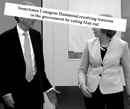 “Sometimes I imagine Hammond resolving tensions in the government by eating May out.“