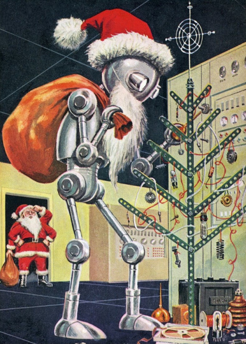 humanoidhistory:Spend a holiday in space with wonderful Ed Emshwiller cover art for Christmas issues