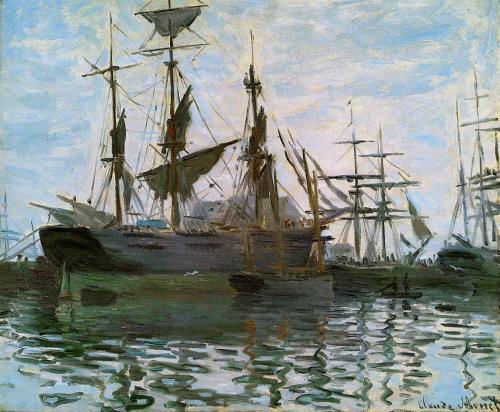 artist-monet:Ships in Harbor, 1873, Claude Monet