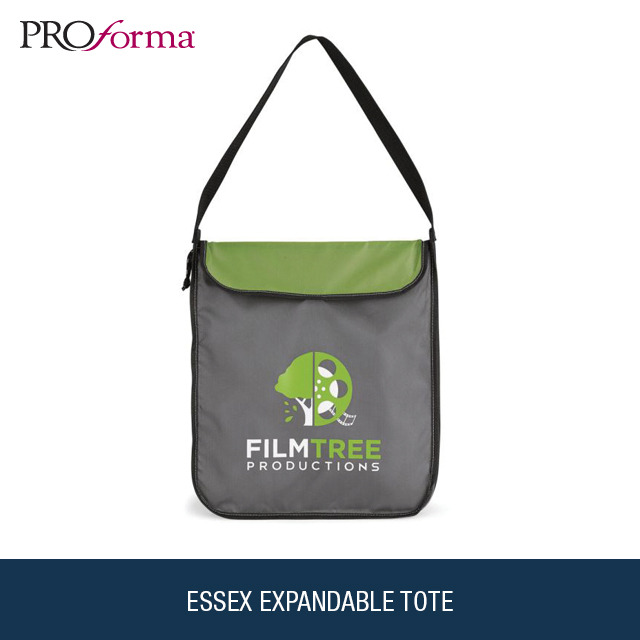 With its side zipper pocket and variety of colors the Essex Expandable Tote is perfect for spreading your brand all across the tradeshow floor.