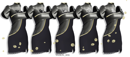 [KIKIW]Rose Black Gold Chinese Cheongsam ♥New mesh♥5 colors♥Base game compatible♥Female♥HQ textures♥