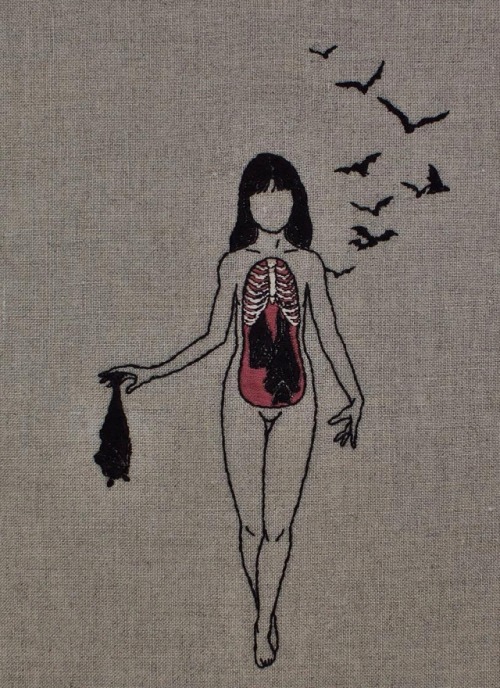 crossconnectmag: Dark and Delicate Hand Embroidered Piece by Adipocere Adipocere is an Australian ar