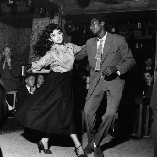 vintageeveryday: A couple dancing at a nightclub in the 1950s.