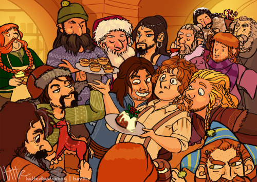 hattedhedgehog: Hobbity holidays everyone! Here’s my christmas card design for this year &