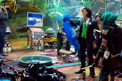 thehumming6ird:RADA trained actor Tom Hiddleston fights a stuffed ‘Alligator Loki’ in Marvel Studios