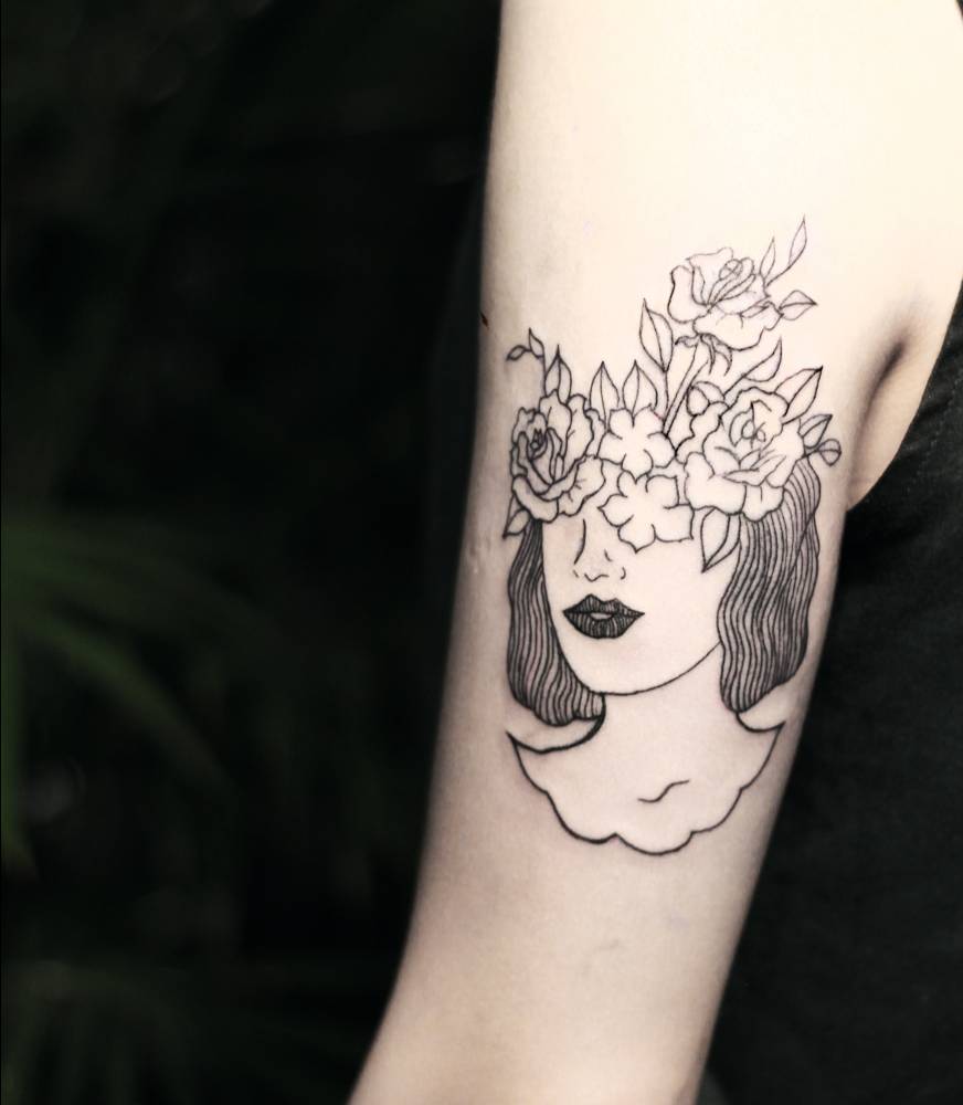 Flower head  tattoo armtattoo tattoostencil jupitertattoo yogit   TikTok