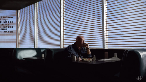 oldbeardesign: MIKE A very basic painting of a scene from Better Call Saul with Mike Ehrmantraut, a man who just gets stuff done. 