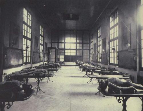 Cadaver lab at the Bordeaux University of Medical Sciences, 1890.