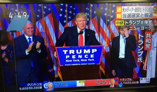 ゲブ‏@LastAccoNHK   【トランプ当確】日テレ【トランプ当確】TBS    【トランプ当確】テレ朝【トランプ当確】フジ    【トランプ当確】テレ東【ほとんどりんご】#アメリカ大統領選挙 