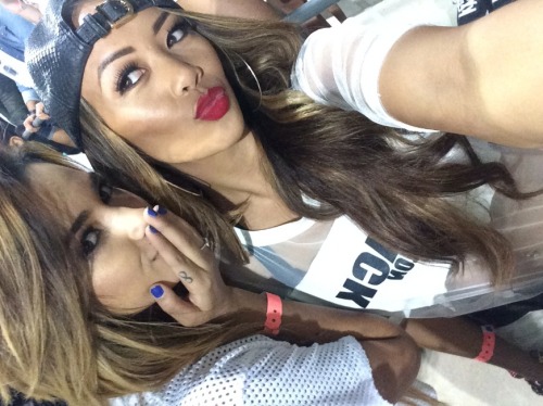 villegas-news:  Jasmine with Liane V at Chris Brown VS Quincy Baseball Game 
